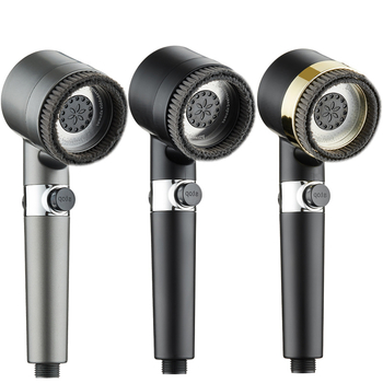 Кръгла ръчна душ глава с налягане — ABS, 3-скоростен модел, режими пръскане, масаж и дъжд