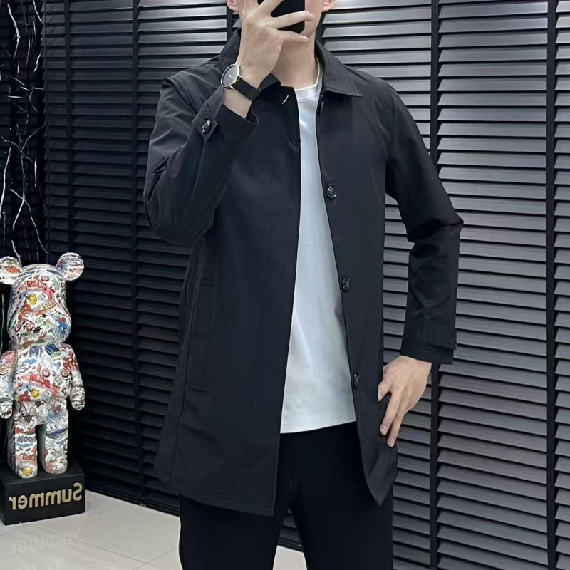 Ανδρικό παλτό σε επιχειρηματικό στυλ, κοντό μήκος, γιακά με πέτο, κύριο ύφασμα: γούνα κουνελιού