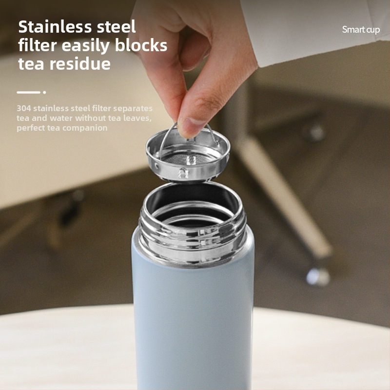 Nerūdijančio plieno izoterminis termoso puodelis su vidiniu 304 ir išoriniu 201, izoliacija 6–12 valandų, temperatūros ekranas, asmeninis logotipas