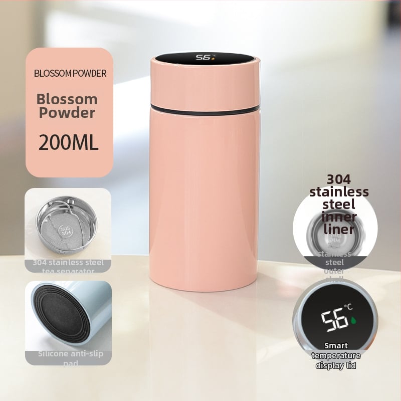 Nerūdijančio plieno izoterminis termoso puodelis su vidiniu 304 ir išoriniu 201, izoliacija 6–12 valandų, temperatūros ekranas, asmeninis logotipas