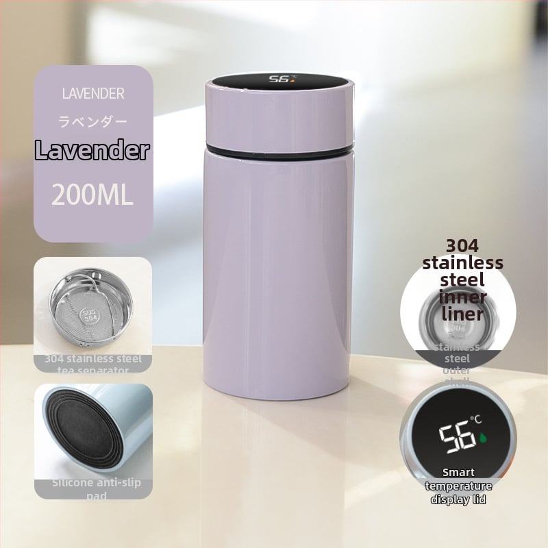 Nerūdijančio plieno izoterminis termoso puodelis su vidiniu 304 ir išoriniu 201, izoliacija 6–12 valandų, temperatūros ekranas, asmeninis logotipas