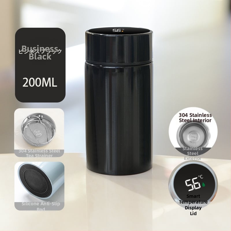 Nerūdijančio plieno izoterminis termoso puodelis su vidiniu 304 ir išoriniu 201, izoliacija 6–12 valandų, temperatūros ekranas, asmeninis logotipas