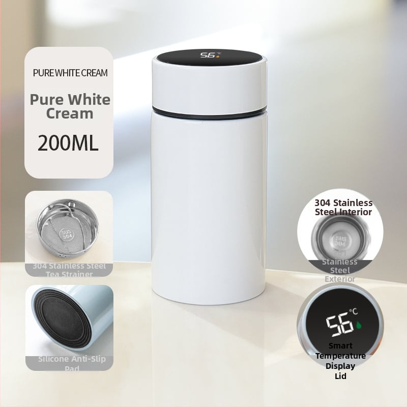 Nerūdijančio plieno izoterminis termoso puodelis su vidiniu 304 ir išoriniu 201, izoliacija 6–12 valandų, temperatūros ekranas, asmeninis logotipas