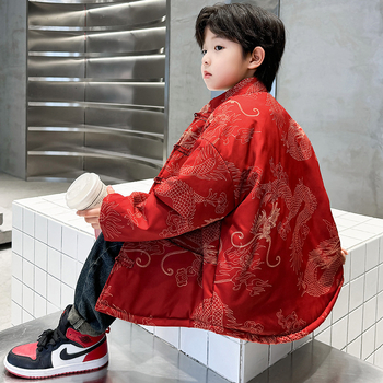 Детски Тан костюм, карикатурен принт, подплатен полиестерно влакно, мека обработка, зима 2025