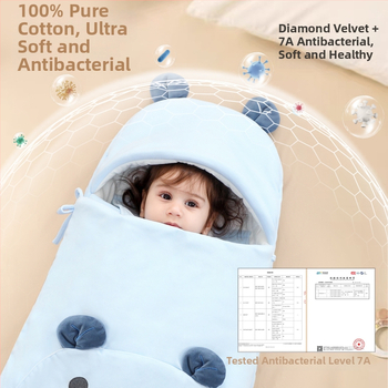 Bėbių žieminis miego maišelis, medžiaga 100% medvilnė, užpildas poliesterio medvilnė, gyvūnų raštas, tinka vaikams nuo 1–3 metų