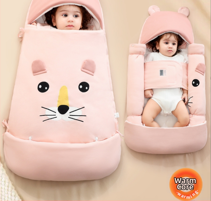 Bėbių žieminis miego maišelis, medžiaga 100% medvilnė, užpildas poliesterio medvilnė, gyvūnų raštas, tinka vaikams nuo 1–3 metų