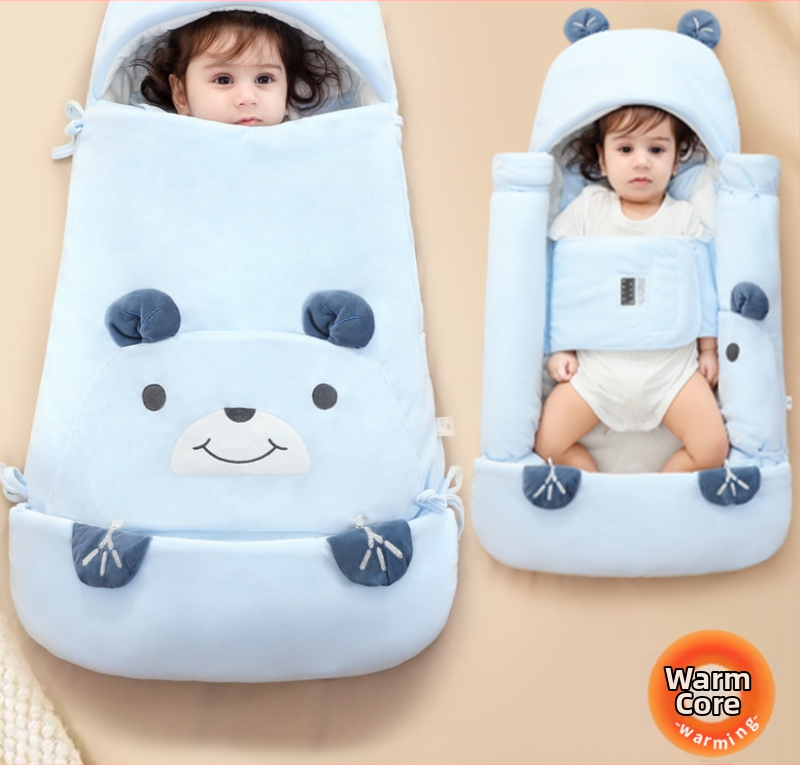Bėbių žieminis miego maišelis, medžiaga 100% medvilnė, užpildas poliesterio medvilnė, gyvūnų raštas, tinka vaikams nuo 1–3 metų