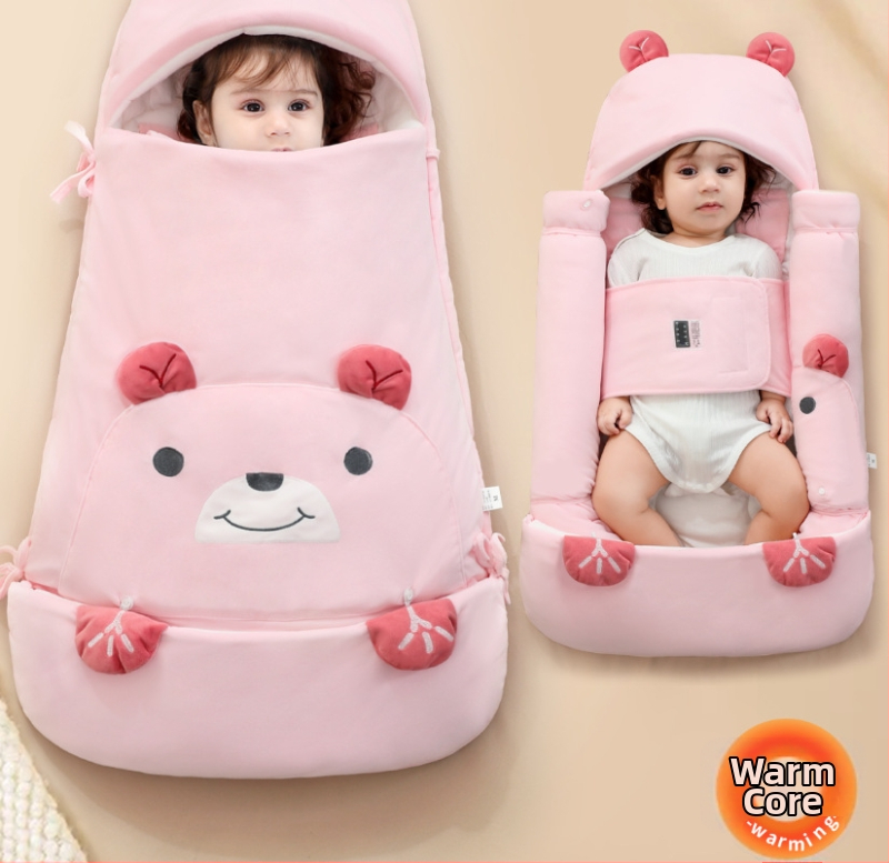 Bėbių žieminis miego maišelis, medžiaga 100% medvilnė, užpildas poliesterio medvilnė, gyvūnų raštas, tinka vaikams nuo 1–3 metų