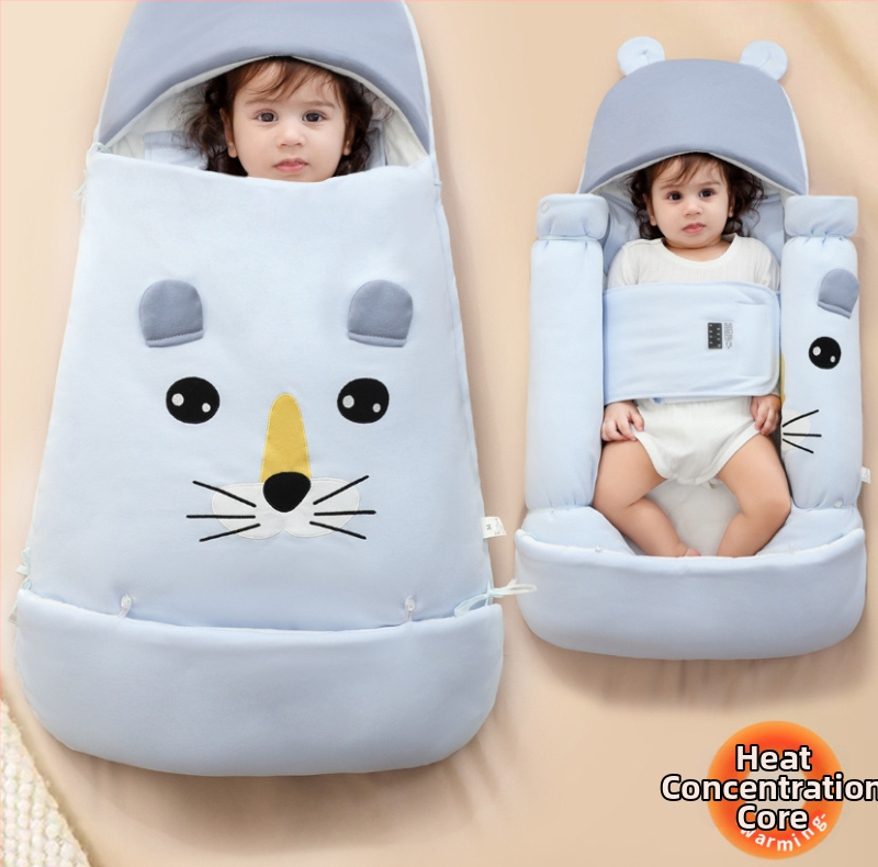 Bėbių žieminis miego maišelis, medžiaga 100% medvilnė, užpildas poliesterio medvilnė, gyvūnų raštas, tinka vaikams nuo 1–3 metų