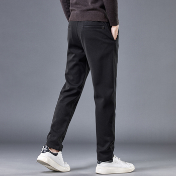 Muške hlače ravnog kroja od pamuk-mešavine, srednji pojas, zip zatvarač, jesenski komad, poslovni britanski stil