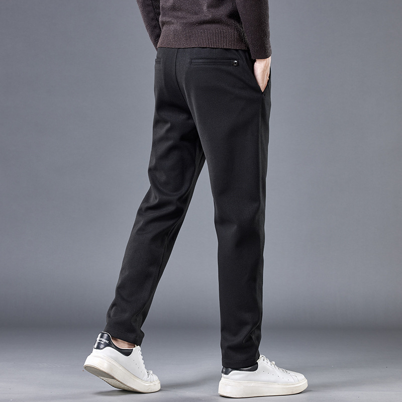 Muške hlače ravnog kroja od pamuk-mešavine, srednji pojas, zip zatvarač, jesenski komad, poslovni britanski stil