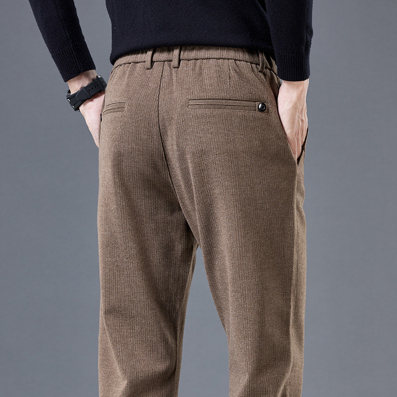 Muške hlače ravnog kroja od pamuk-mešavine, srednji pojas, zip zatvarač, jesenski komad, poslovni britanski stil