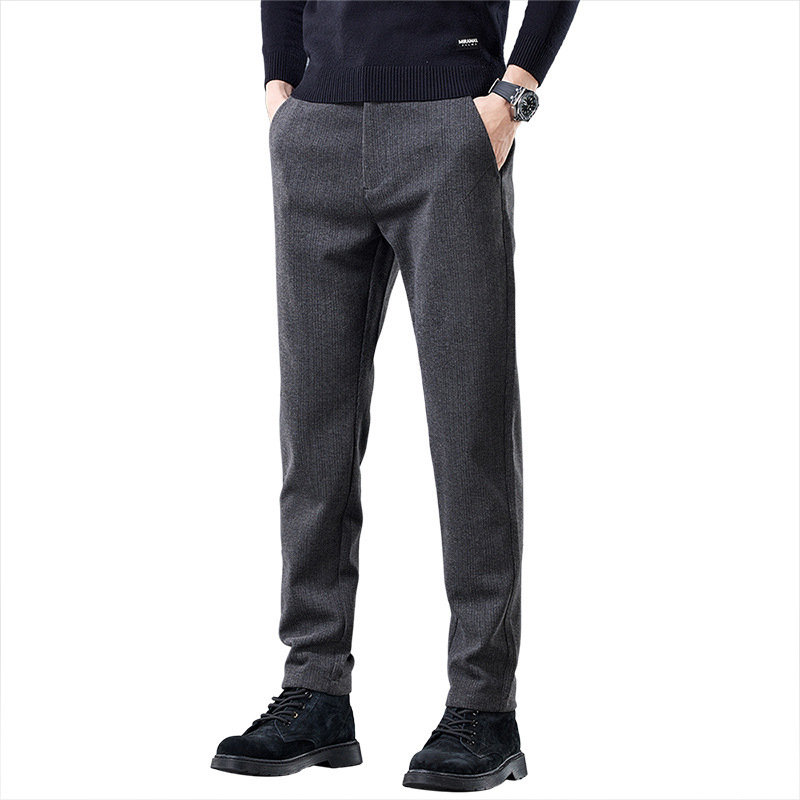 Muške hlače ravnog kroja od pamuk-mešavine, srednji pojas, zip zatvarač, jesenski komad, poslovni britanski stil
