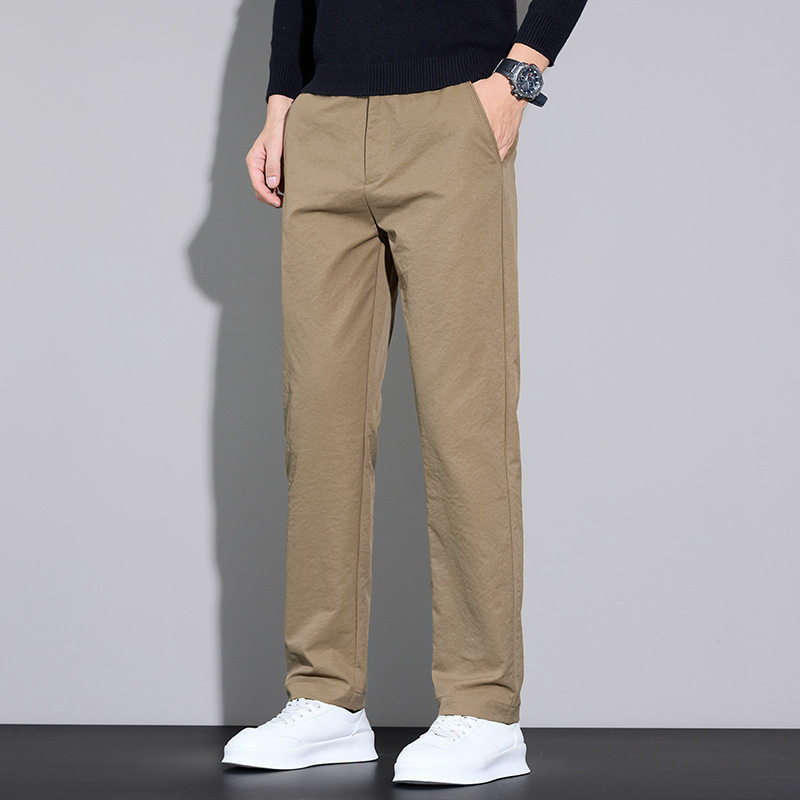 Muške poslovno-ugodne hlače, ravna kroj, srednji struk, s remenom i zatvaračem na zip, 100% poliester