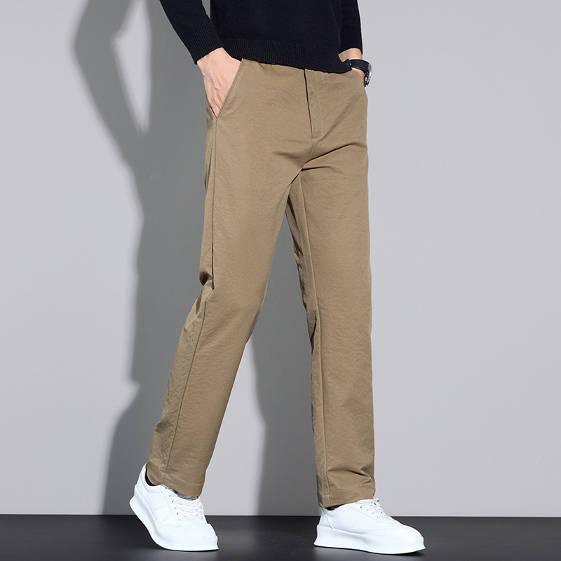 Muške poslovno-ugodne hlače, ravna kroj, srednji struk, s remenom i zatvaračem na zip, 100% poliester