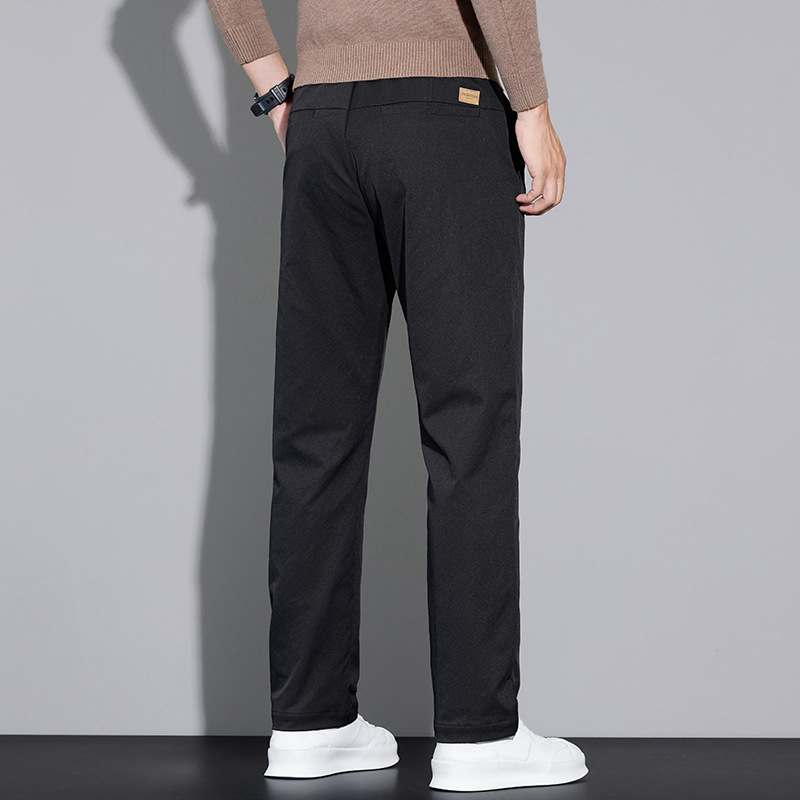 Muške poslovno-ugodne hlače, ravna kroj, srednji struk, s remenom i zatvaračem na zip, 100% poliester