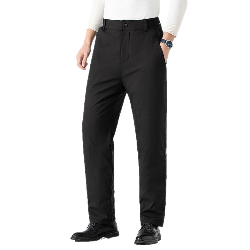 Muške casual hlače, ravni kroj, flis podstava, zima, srednji visoki struk, poslovno casual stil