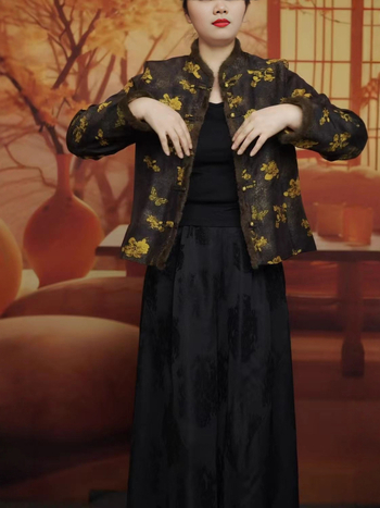 Geacă cu jacquard Song Brocade, stil chinezesc, retro literar (guler înalt; mâneci lungi; poliester; iarnă 2025)