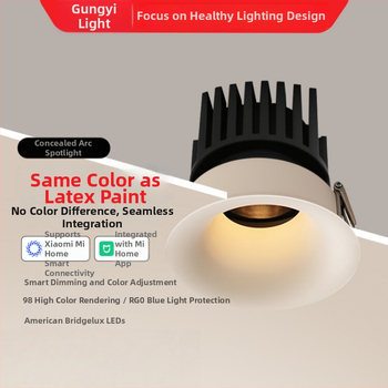 Downlight din aluminiu, sursă COB LED, 6–10W, 220V, montaj ascuns, control manual, 50.000 de ore de viață, potrivit pentru living/dining/dormitor.