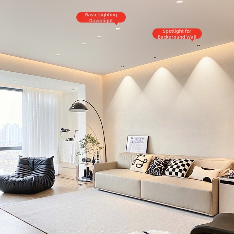 Downlight din aluminiu, sursă COB LED, 6–10W, 220V, montaj ascuns, control manual, 50.000 de ore de viață, potrivit pentru living/dining/dormitor.