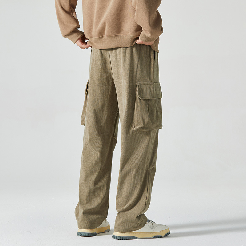 Muške corduroy hlače ravnog kroja, casual/poslovno, srednji pojas, kopčanje na vezanje