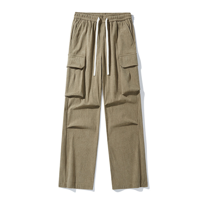 Muške corduroy hlače ravnog kroja, casual/poslovno, srednji pojas, kopčanje na vezanje