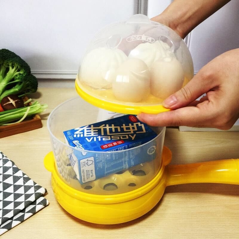 Elektrinis pusryčių gaminimo įrenginys – daugiafunkcinė neprilimpančio omleto keptuvė su automatiniu išjungimu, mini kiaušinių virėjas ir kiaušinių garintuvas (plastikas, 220V, 350W)