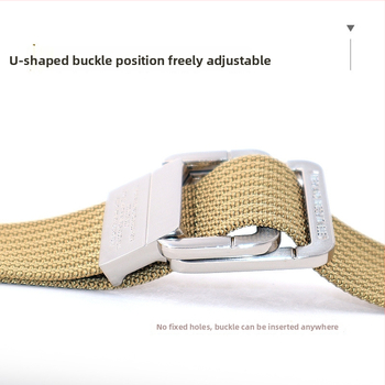 Ανδρική ζώνη από νάιλον με κράμα διπλού δαχτυλιδιού, σχέδιο ρίγες, πλάτος 2-4 εκ, τακτική εξωτερική ζώνη