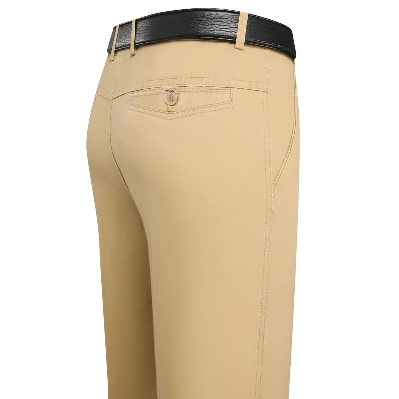 Férfi nyári vékony pamut casual nadrág, magas derék, egyenes szabás, teljes hossz, könnyű anyag