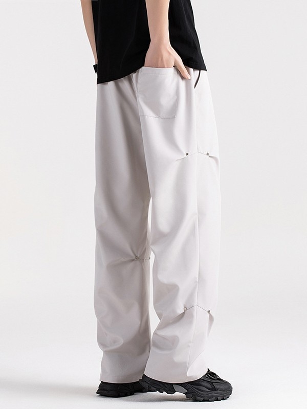 Meeste vabad sirge lõikega püksid – 100% polüester, ühtlane muster, suvi/kevad