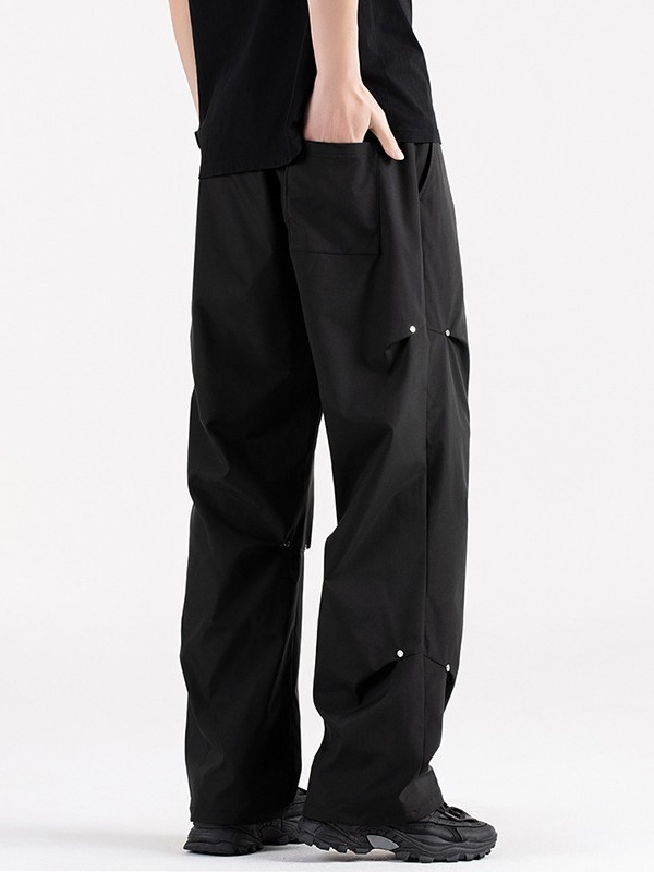 Meeste vabad sirge lõikega püksid – 100% polüester, ühtlane muster, suvi/kevad