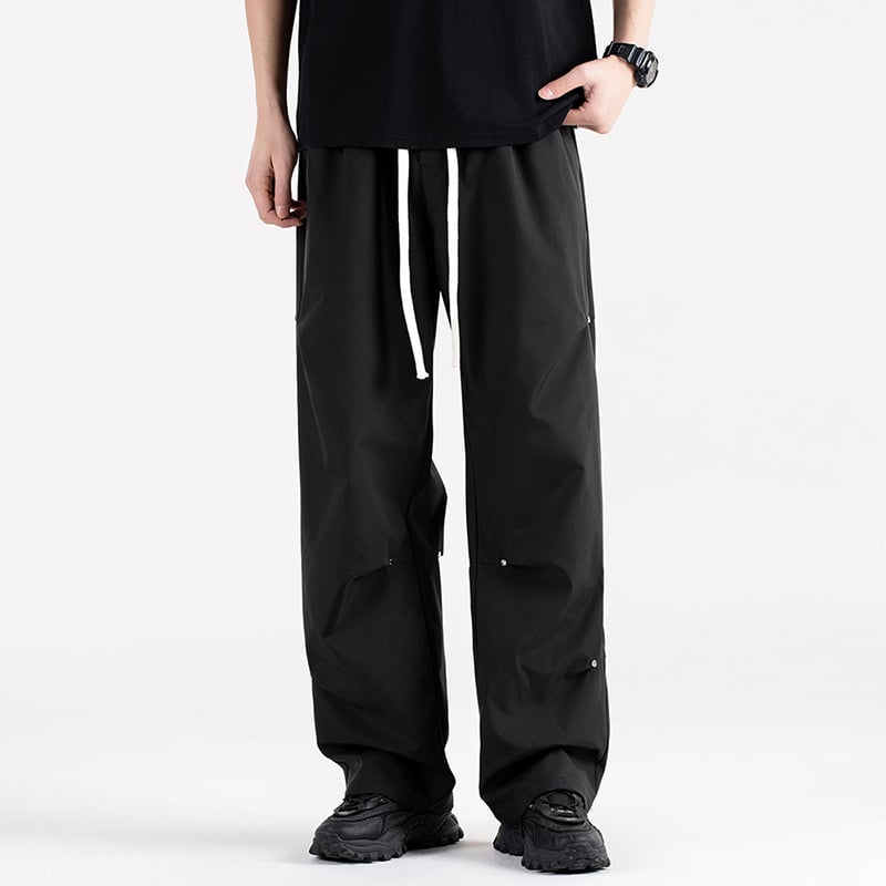 Meeste vabad sirge lõikega püksid – 100% polüester, ühtlane muster, suvi/kevad