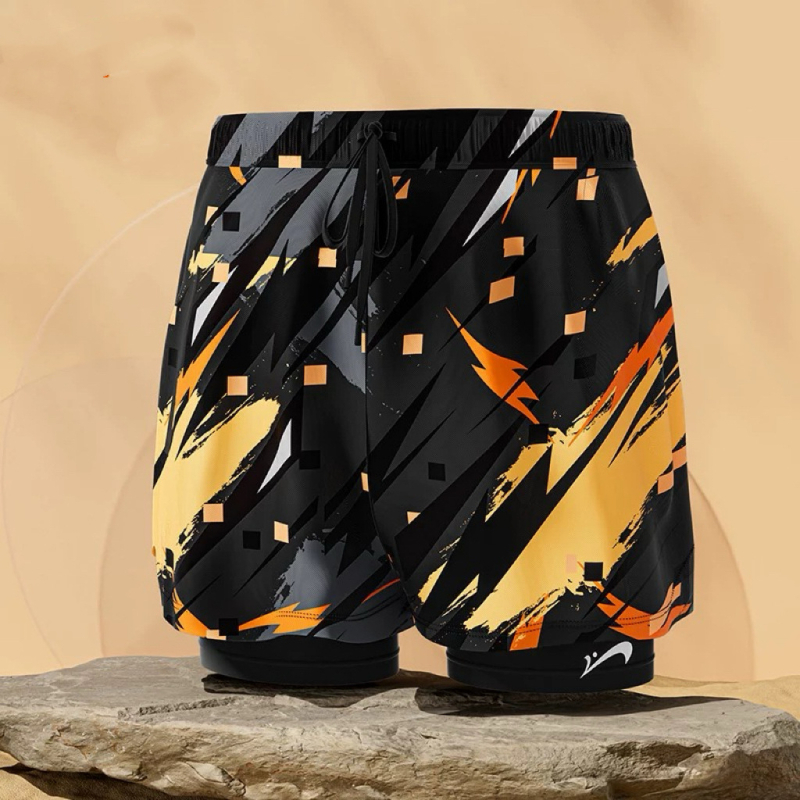 Ανδρικά μαγιό με διπλό στρώμα για άνεση και διακριτικότητα, στυλ μποξέρ, νάιλον με 85% πολυεστέρα, κατάλληλα για κολύμβηση και κολύμβηση σε ρηχά νερά