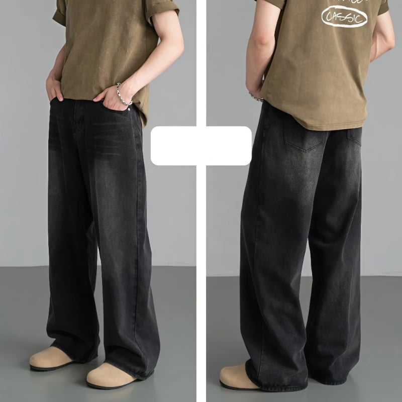 Sanmussen Ανδρικά Τζιν, Κορεατικού Στυλ, Ίσια Γραμμή, Υψηλή Μέση, Φερμουάρ