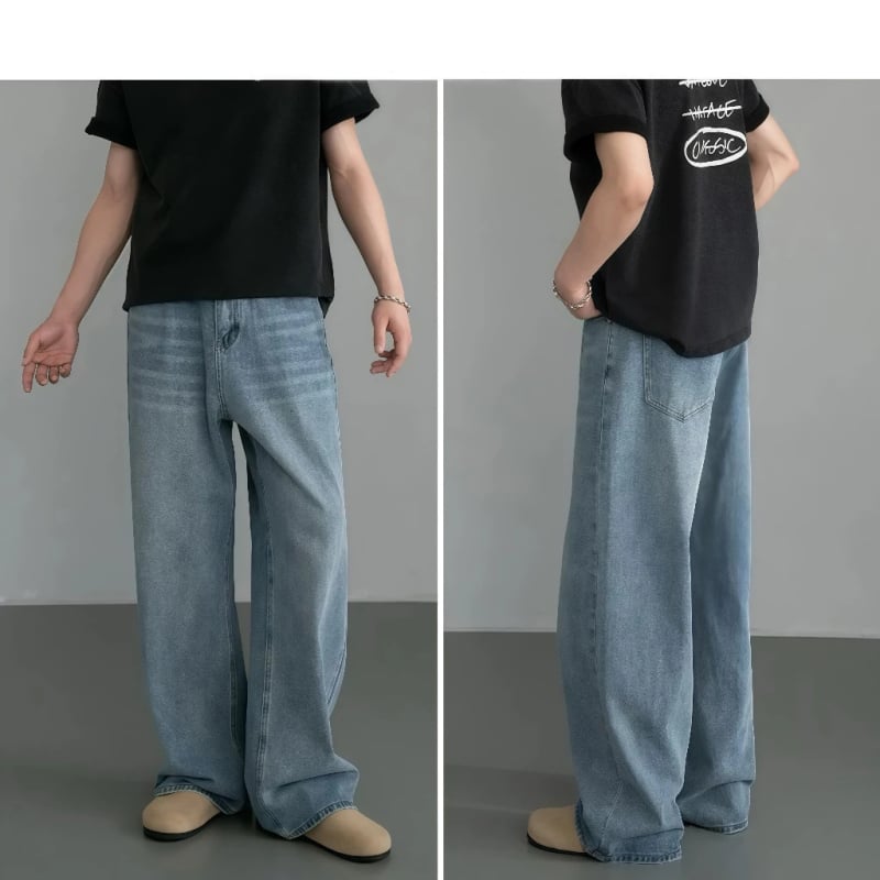 Sanmussen Ανδρικά Τζιν, Κορεατικού Στυλ, Ίσια Γραμμή, Υψηλή Μέση, Φερμουάρ