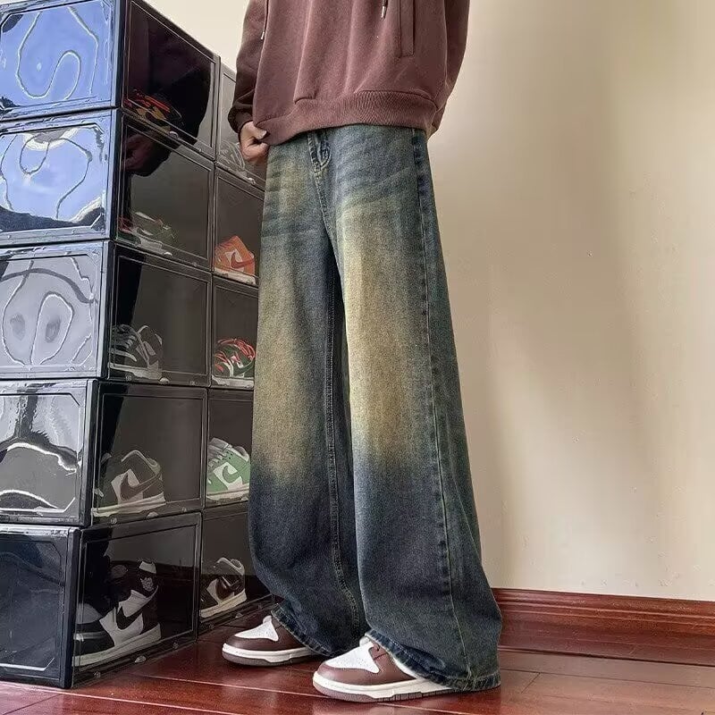 Sanmussen Ανδρικά Τζιν, Κορεατικού Στυλ, Ίσια Γραμμή, Υψηλή Μέση, Φερμουάρ