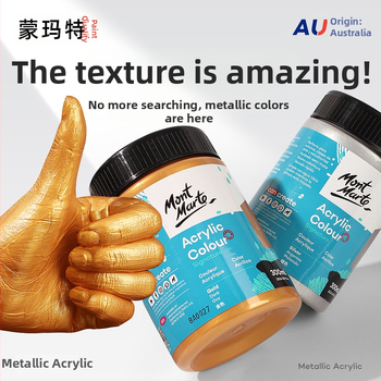 Monde metalinės fluorescencinės akrilinės dažos – 100 ml, atsparios vandeniui, nekenkia sveikatai, vienas buteliukas, skirtas sienų tapybai ir DIY projektams