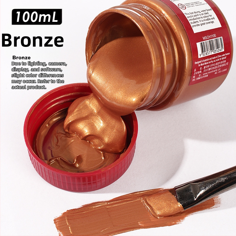 Monde metalinės fluorescencinės akrilinės dažos – 100 ml, atsparios vandeniui, nekenkia sveikatai, vienas buteliukas, skirtas sienų tapybai ir DIY projektams