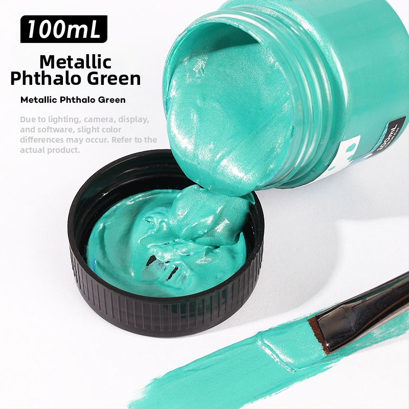 Monde metalinės fluorescencinės akrilinės dažos – 100 ml, atsparios vandeniui, nekenkia sveikatai, vienas buteliukas, skirtas sienų tapybai ir DIY projektams