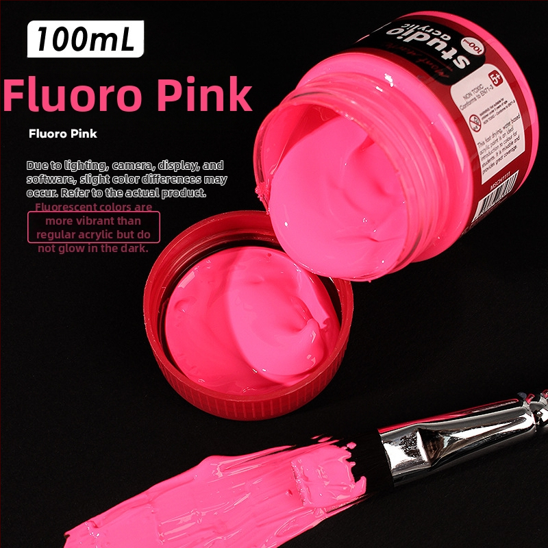 Monde metalinės fluorescencinės akrilinės dažos – 100 ml, atsparios vandeniui, nekenkia sveikatai, vienas buteliukas, skirtas sienų tapybai ir DIY projektams