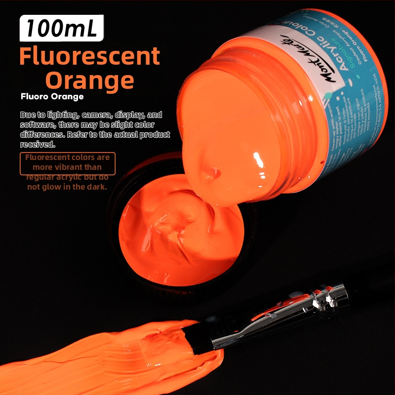 Monde metalinės fluorescencinės akrilinės dažos – 100 ml, atsparios vandeniui, nekenkia sveikatai, vienas buteliukas, skirtas sienų tapybai ir DIY projektams