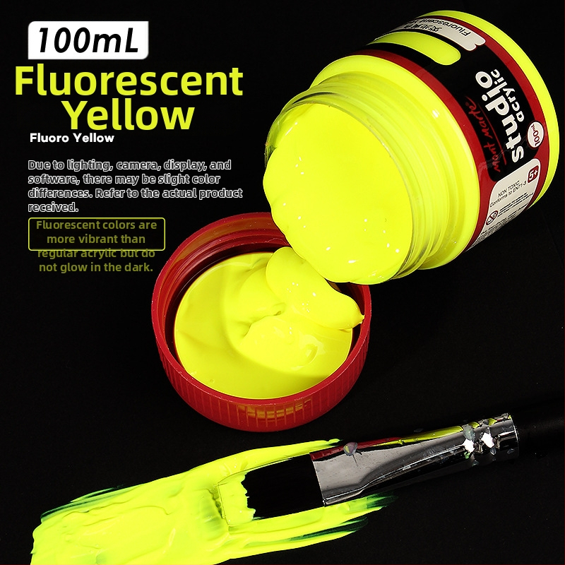 Monde metalinės fluorescencinės akrilinės dažos – 100 ml, atsparios vandeniui, nekenkia sveikatai, vienas buteliukas, skirtas sienų tapybai ir DIY projektams