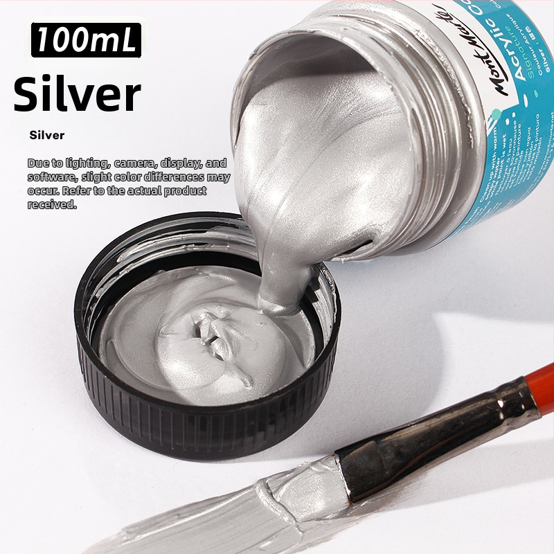 Monde metalinės fluorescencinės akrilinės dažos – 100 ml, atsparios vandeniui, nekenkia sveikatai, vienas buteliukas, skirtas sienų tapybai ir DIY projektams