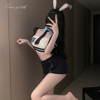 Halloween cosplay ruha: szexi nyuszi rendőr, poliészter-spandex keverék, női modell, 2025 nyár, 18–24 éves korosztály, márka Xianyi