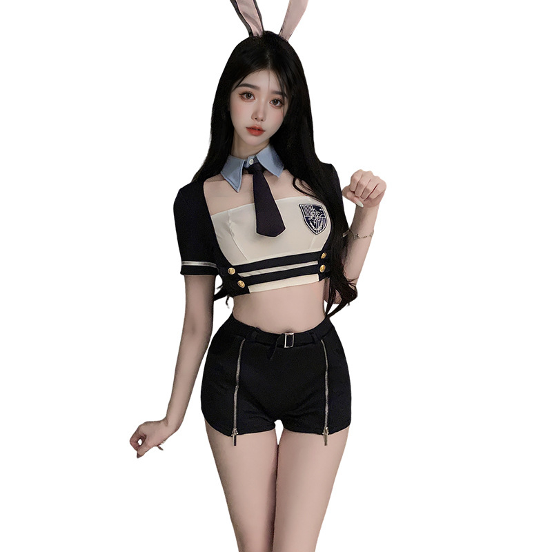Halloween cosplay ruha: szexi nyuszi rendőr, poliészter-spandex keverék, női modell, 2025 nyár, 18–24 éves korosztály, márka Xianyi