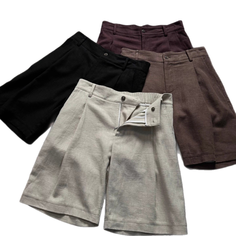Muške ljetne šorceve od lana, ljeto, brzo sušeće, ravni kroj, mikroelastičnost