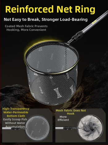 Anglies pluošto žvejybos tinklinė lazda, rinkinys su viena tinklo galva, plonas akių tinklas