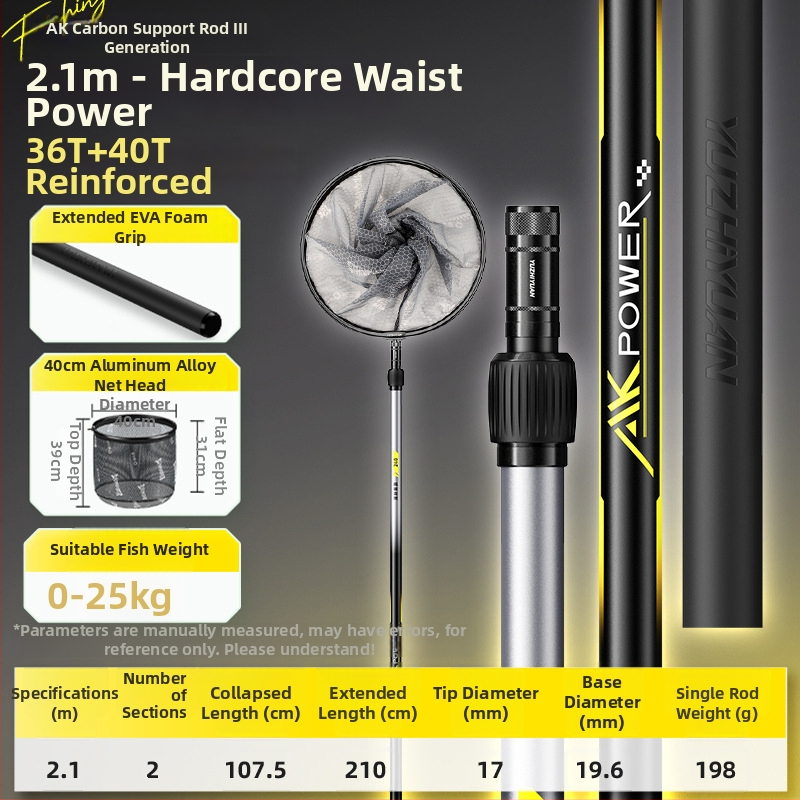 Anglies pluošto žvejybos tinklinė lazda, rinkinys su viena tinklo galva, plonas akių tinklas