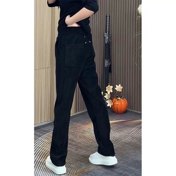 Muške casual hlače ravnog kroja, srednji pojas, zatvaranje na vezanje, poliester s mikroelastičnošću, jesen 2025