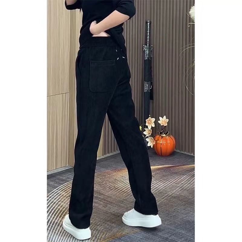 Muške casual hlače ravnog kroja, srednji pojas, zatvaranje na vezanje, poliester s mikroelastičnošću, jesen 2025